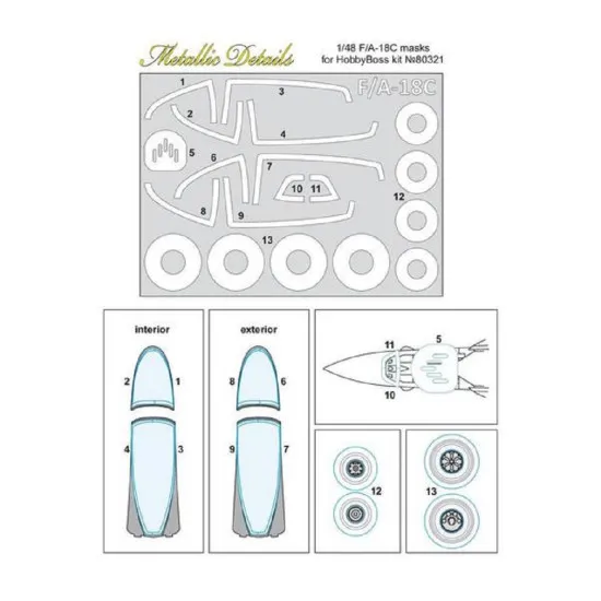 Metallic Details MDM4801 - 1/48 F/A-18C. Masks kit