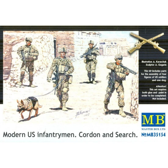 Modern US infantrymen. Cordon and Search 4 figures 1/35 Master Box 35154