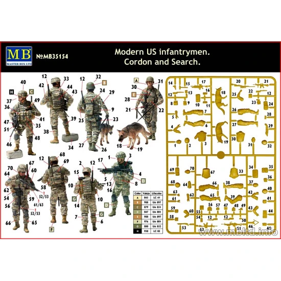 Modern US infantrymen. Cordon and Search 4 figures 1/35 Master Box 35154