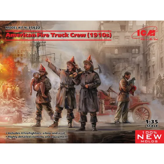 ICM 35622 - 1/35 American Fire Truck Crew (1910s) scale model kit