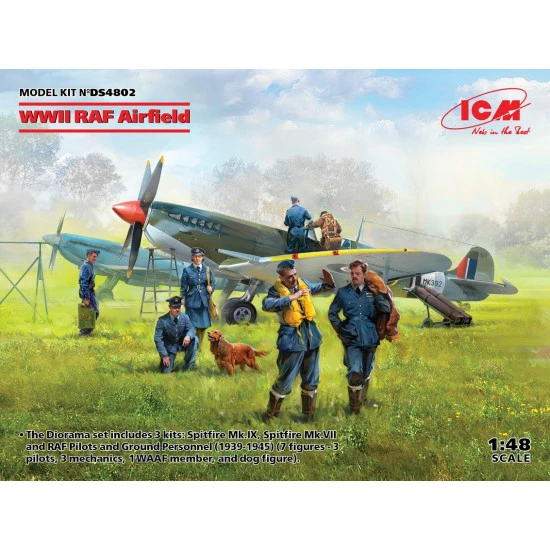 ICM DS4802 - 1/48 RAF Airfield WWII, 7 figures, scale model kit