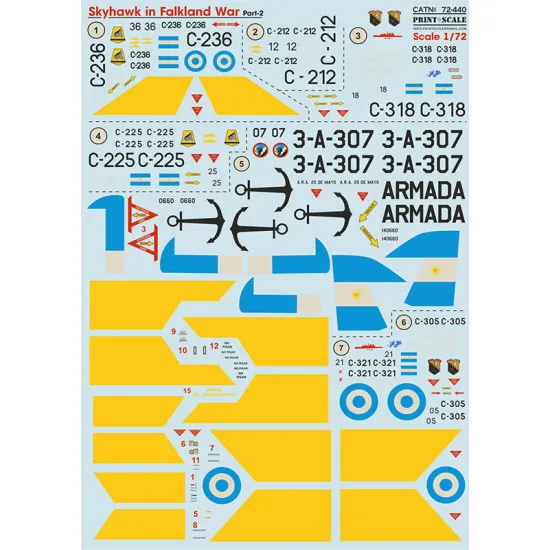 Print Scale 72-440 1/72 Skyhawk in Falkland War Part 2 The complete set 1,5 leaf