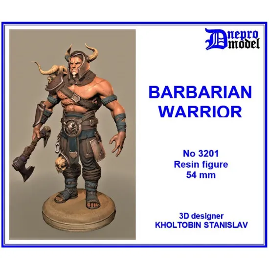 Dnepro Model DN3201 - 1/32 Barbarian Warrior Resin firure 54 mm