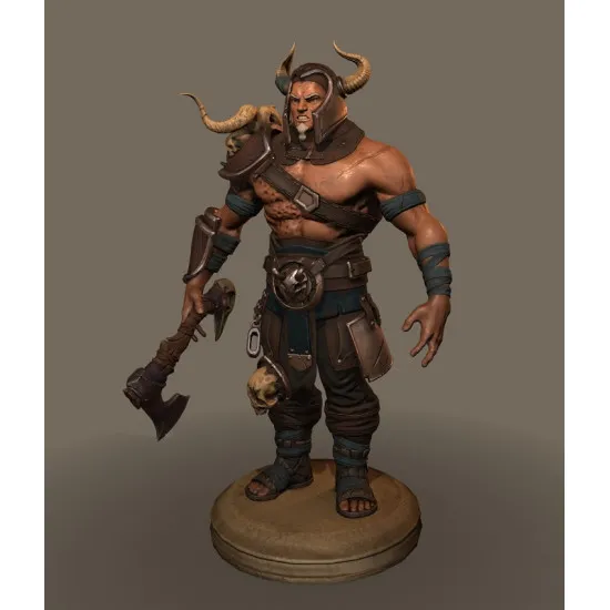 Dnepro Model DN3201 - 1/32 Barbarian Warrior Resin firure 54 mm