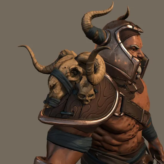 Dnepro Model DN3201 - 1/32 Barbarian Warrior Resin firure 54 mm