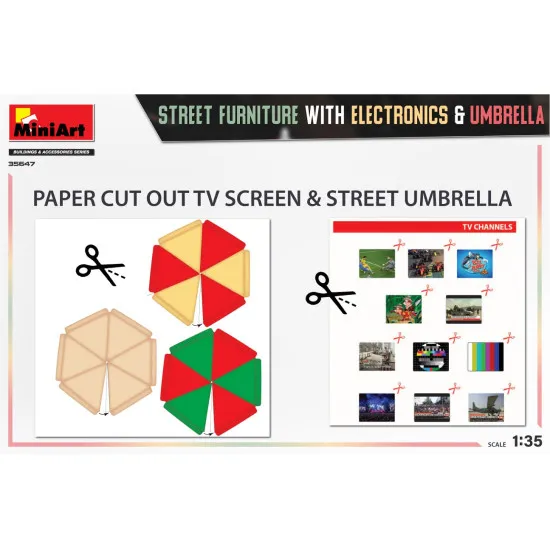 Miniart 35647 - 1/35 Outdoor furniture with electronics and umbrella model Miniart 35647 - 1/35 Outdoor furniture with electronics and umbrella model