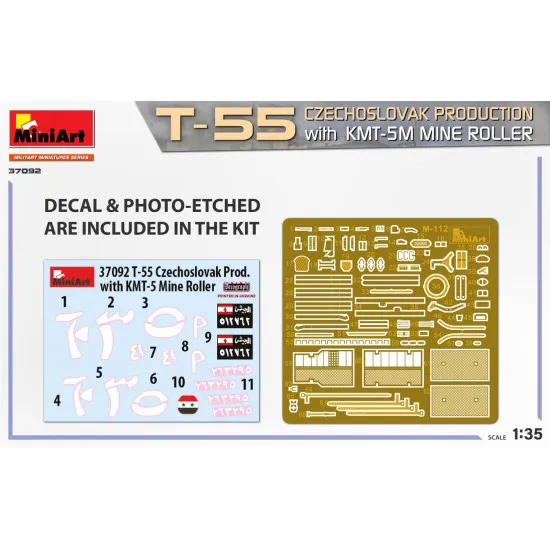 Miniart 37092 1/35 Tank T-55 with a mine sweep KMT-5M (Czechoslovak production)