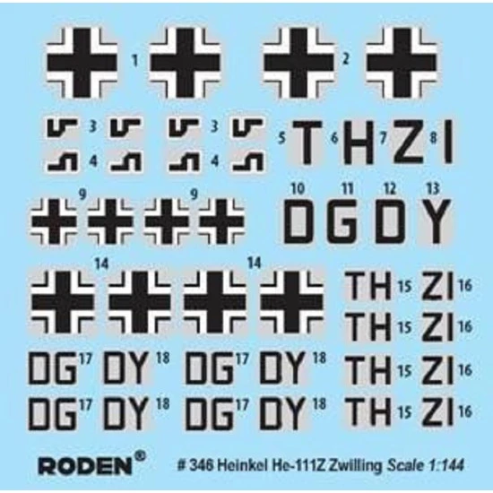 Roden 346 - 1/144 Heinkel He111Z-1 Zwilling, scale plastic model aircraft