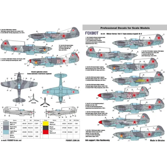 Us Stock Foxbot 48-073 - 1/48 Soviet Interceptor And Fighter Aircraft Yak-9 Midwar Heroes