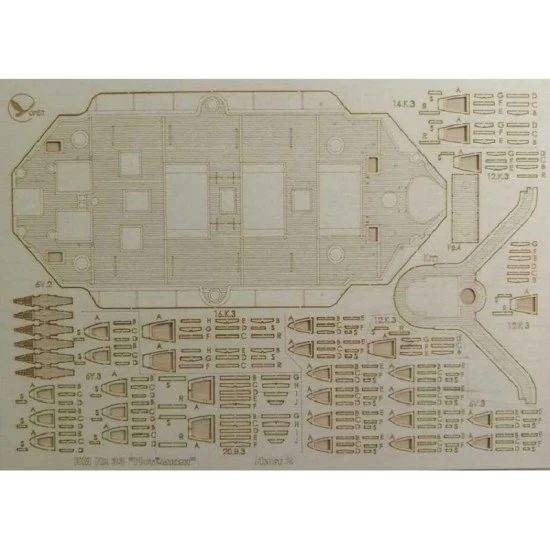 Wooden veneer decks for Orel 033/3 The battleship Prince Potemkin-Tavrichesky Wooden veneer decks for Orel 033/3 The battleship Prince Potemkin-Tavrichesky