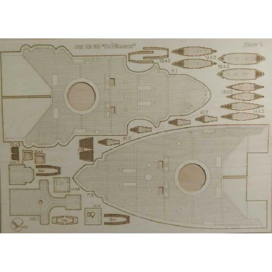 Wooden veneer decks for Orel 033/3 The battleship Prince Potemkin-Tavrichesky Wooden veneer decks for Orel 033/3 The battleship Prince Potemkin-Tavrichesky