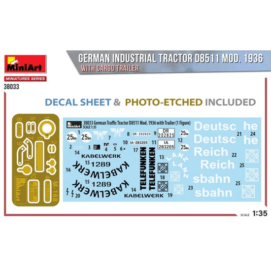 Miniart 38033 1/35 GERMAN INDUSTRIAL TRACTOR D8511 MOD. 1936 WITH CARGO TRAILER