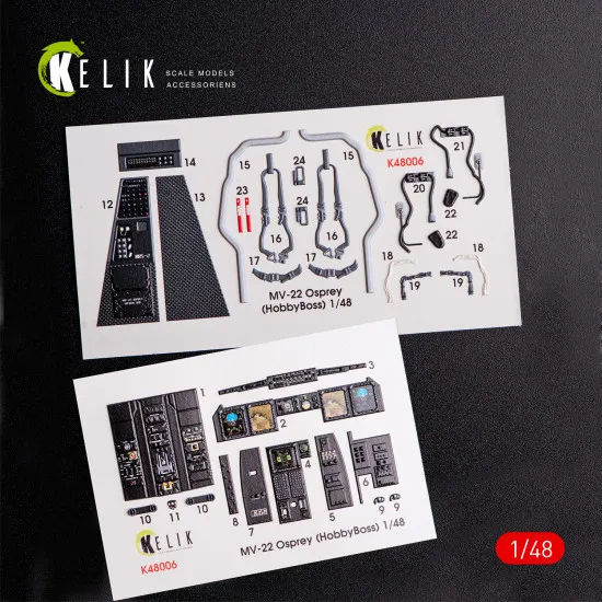 Kelik K48006 - 1/48 MV-22 Osprey interior 3D decals for Hobby Boss kit