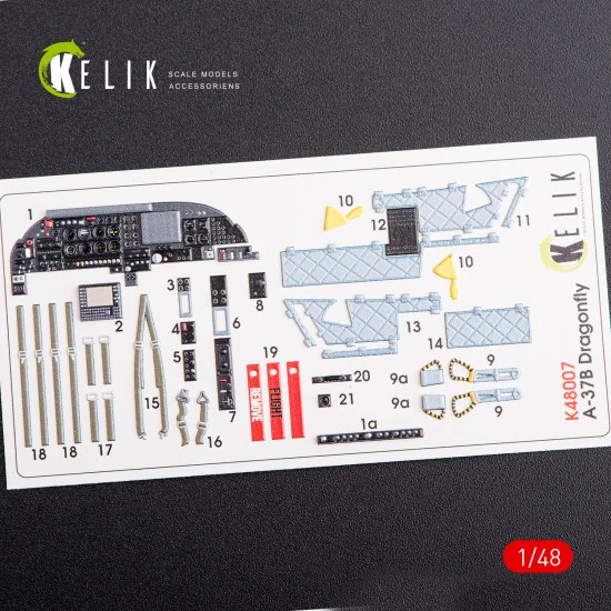 Kelik K48007 - 1/48 A-37B Dragon Fly interior 3D decals for Trumpeter kit