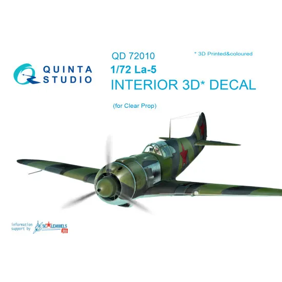 Quintas QD72010 - 1/72 La-5 3D-Printed & Coloured Interior (For ClearProp Kit)