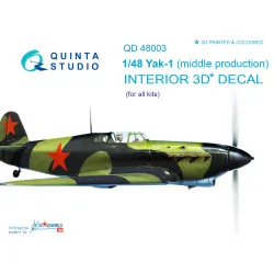 Quinta QD48003 - 1/48 3D-Printed coloured interior for Yak-1 mid.prod all kits
