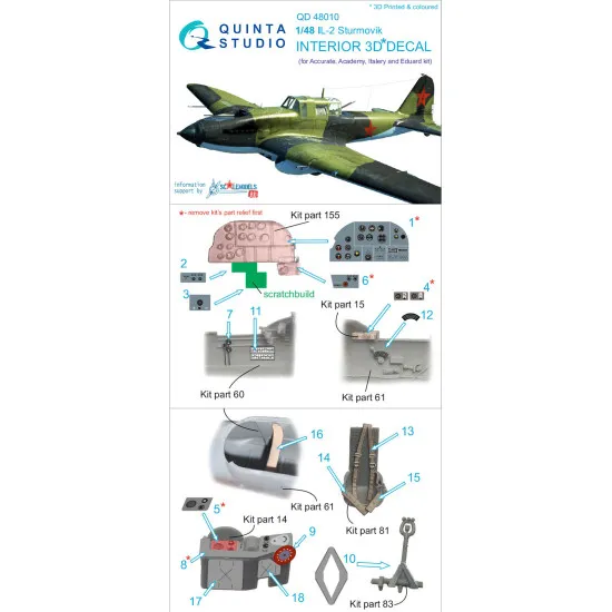 Quinta QD48010 - 1/48 3D-Print&colour inter IL-2 Accurate/Academy/Italery/Eduard