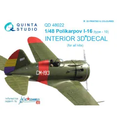 Quinta QD48022 - 1/48 3D-Printed  coloured interior for I-16 type 10