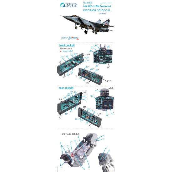Quinta studio QD48028 - 1/48 3D-Printed interior for MiG-31BM (AMK)