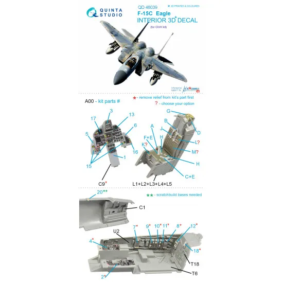 Quinta QD48039 - 1/48 3D-Printed coloured interior for F-15C GWH kit