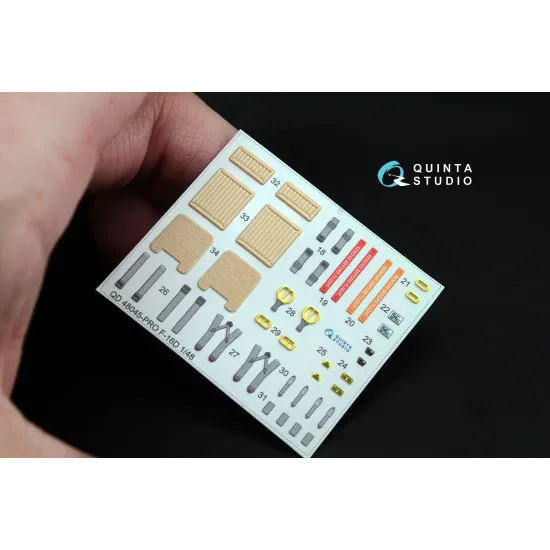 Quinta QD48045 - 1/48 3D-Printed interior for F-16D (block 30/40/50) (Kinetic kit)