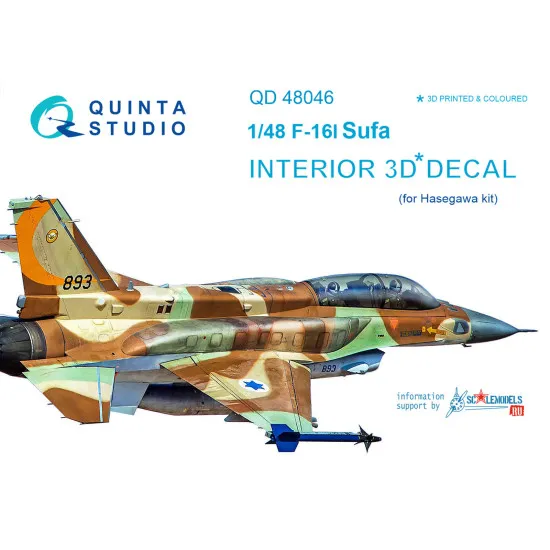 Quinta QD48046 - 1/48 3D-Printed & coloured interior for F-16I (Hasegawa kit)