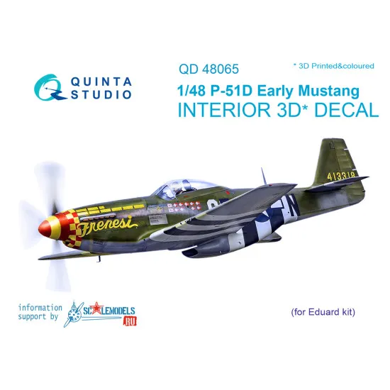 Quinta QD48065 - 1/48 3D-Printed coloured interior for P-51D Early Eduard Quinta QD48065 - 1/48 3D-Printed coloured interior for P-51D Early Eduard