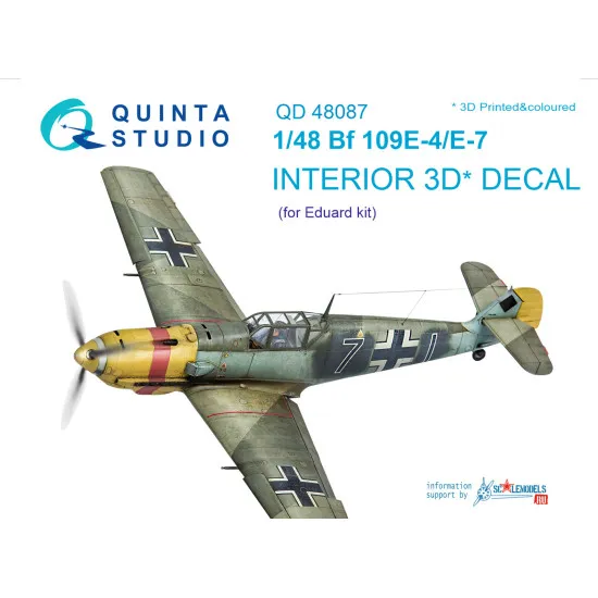 Quinta QD48087 - 1/48 3D-Printed interior for Bf 109E-4/E-7 (Eduard)