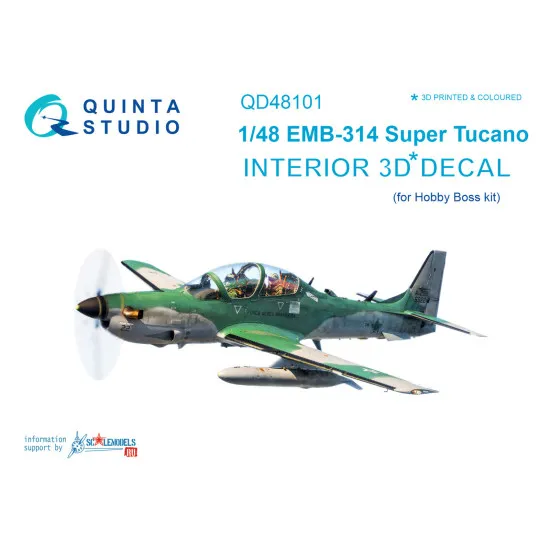 Quinta QD48101 - 1/48 3D-Printed interior for EMB-314 Super Tucano (HobbyBoss)