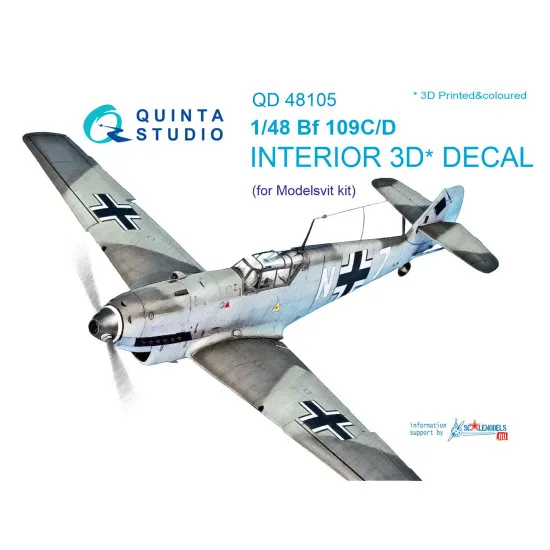 Quinta QD48105 - 1/48 3D-Printed coloured interior for Bf 109C/D Modelsvit