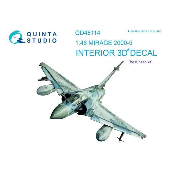 Quinta QD48114 - 1/48 3D-Printed interior for Mirage 2000-5 (Kinetic) Quinta QD48114 - 1/48 3D-Printed interior for Mirage 2000-5 (Kinetic)