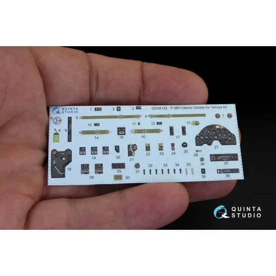 Quinta QD48122 - 1/48 3D-Printed & Coloured Interior for P-38H Tamiya Kit Quinta QD48122 - 1/48 3D-Printed & Coloured Interior for P-38H Tamiya Kit