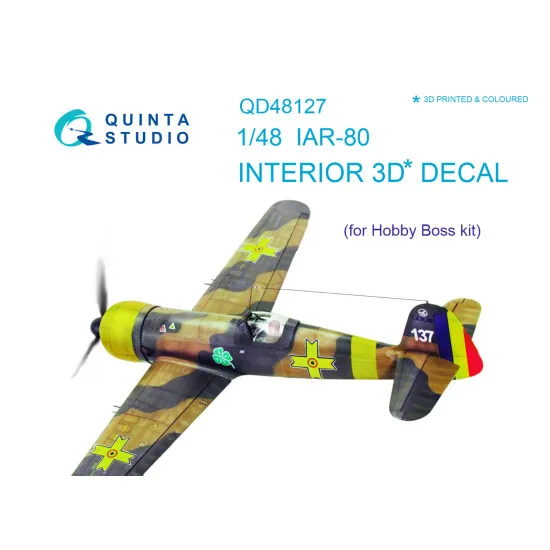 Quinta QD48127 - 1/48 3D-Printed & coloured interior for IAR-80 (HobbyBoss kit)