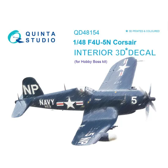 Quinta QD48154 - 1/48 3D Printed & Coloured Interior for F4U-5N (for Hobby Boss)