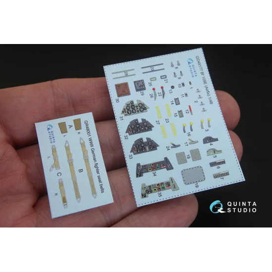 Quinta QD48177 - 1/48 3D Printed coloured interior for Bf 109E Airfix kit