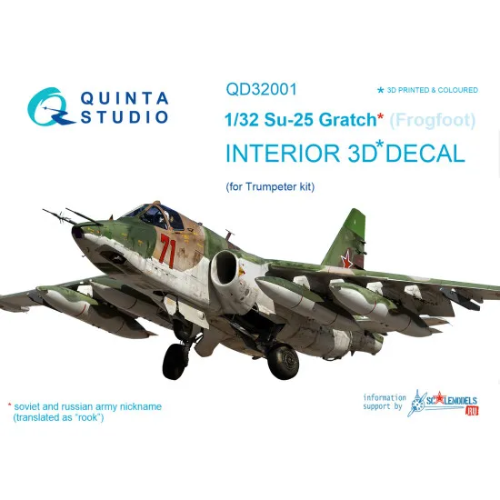 Quinta QD32001 - 1/32 3D-Printed & coloured interior for Su-25 (Trumpeter kit)