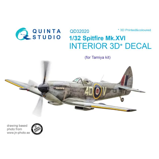 Quinta QD32020 - 1/32 3D Printed Coloured Interior for Spitfire Mk.XVl Tamiya Quinta QD32020 - 1/32 3D Printed Coloured Interior for Spitfire Mk.XVl Tamiya