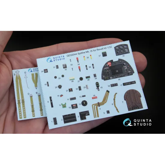 Quinta QD32044 - 1/32 3D Printed & Coloured Interior for Spitfire Mk. IX (Revell)