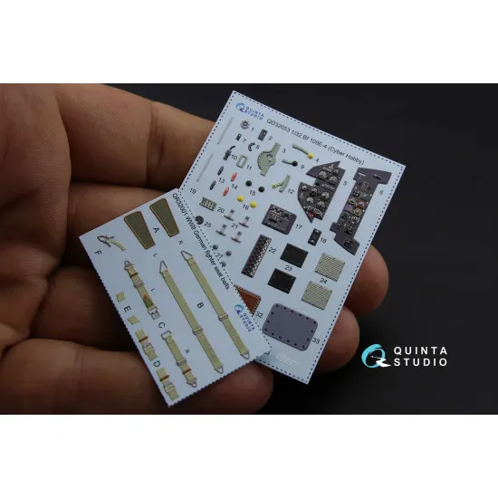 Quinta QD32053 - 1/32 3D-Printed interior for Bf 109E-4 (Cyber-hobby/Dragon kit)