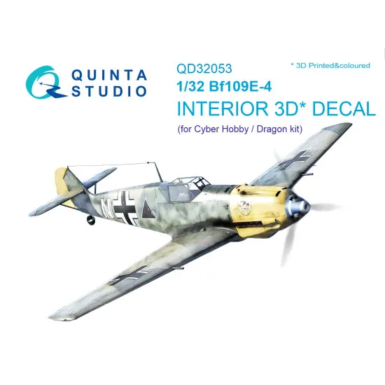 Quinta QD32053 - 1/32 3D-Printed interior for Bf 109E-4 (Cyber-hobby/Dragon kit)
