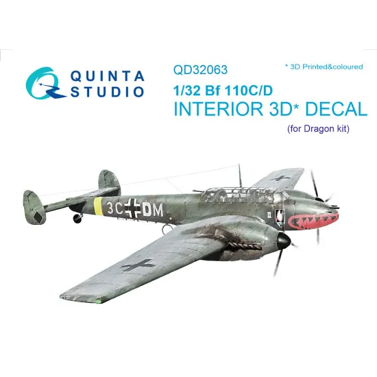 Quinta QD32063 - 1/32 3D-Printed coloured Interior for Bf 110C/D for Dragon kit