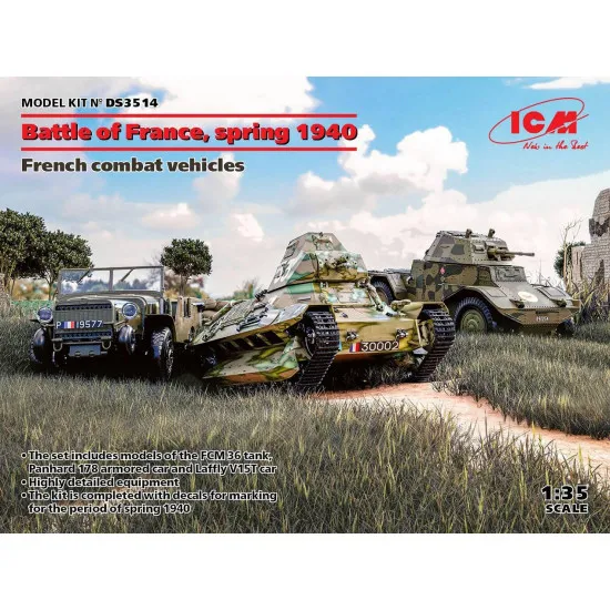 ICM DS3514 - 1/35 Battle France 1940 (Panhard 178 AMD-35, FCM 36, Laffly V15T)