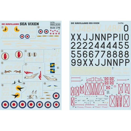 Print Scale 48-188 - 1/48 - De Havilland Sea Vixen, Wet Decals for aircraft