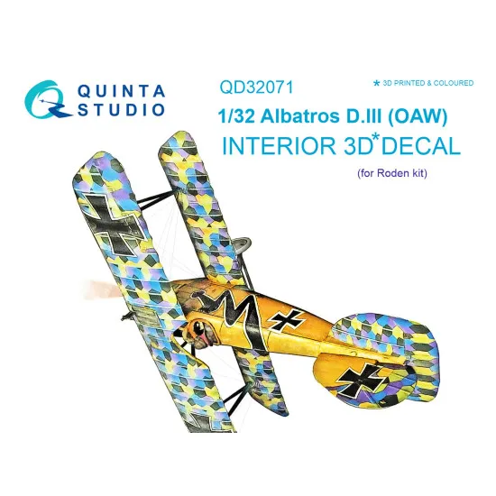 Quinta QD32071 - 1/32 3D-Printed Interior for Albatros D.III OAW (Roden kit)