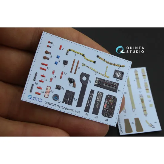 Quinta QD32075 - 1/32 He 162 3D-Printed colored interior for Revell kit