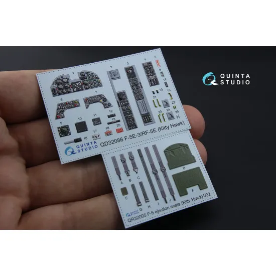 Quinta QD32086 - 1/32 3DPrinted coloured Interior for F-5E-3/RF-5 KittyHawk kit