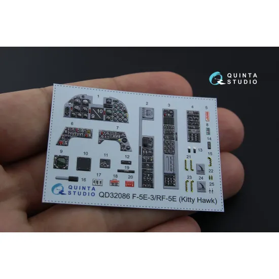 Quinta QD32086 - 1/32 3DPrinted coloured Interior for F-5E-3/RF-5 KittyHawk kit