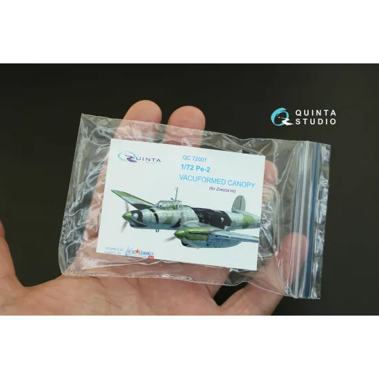 Quinta QC72001 - 1/72 vacuformed clear canopy for Pe-2 (7283 Zvezda kit)