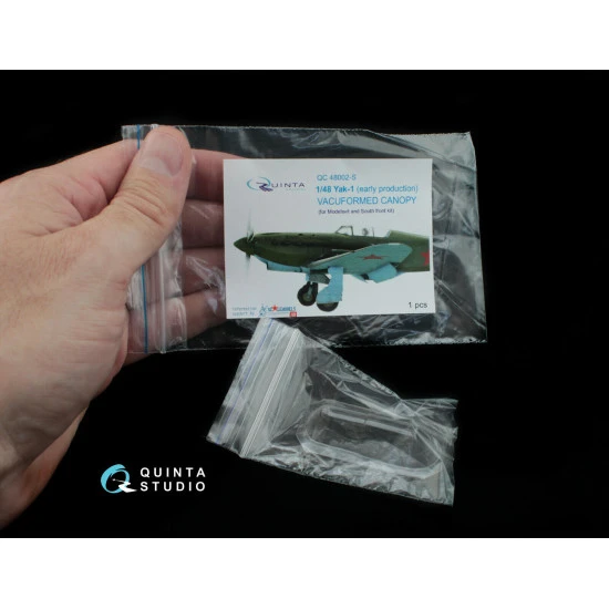 Quinta studio's QC48002-S - 1/48 Vacu clear canopy, 1 pcs for Yak-1 (early) (Modelsvit kit)