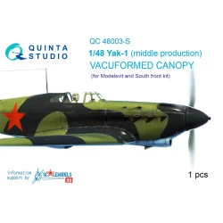 Quinta studio's QC48003-S - 1/48 Vacuum clear canopy, 1 pcs for Yak-1 (middle) (Modelsvit kit)